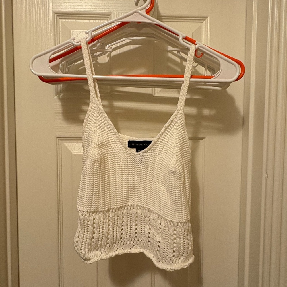 Streetwear Society White Ribbed Crop Camisole
